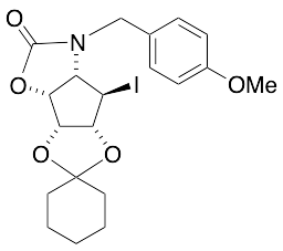 (1R,2R,3R)-N-(4-Methoxybenzyl)-(4S)-amino-1,2,3-trihydroxy-(5R)-iodocyclopentane 3,4-Carbamate 1,2-Cyclohexyl Ketal