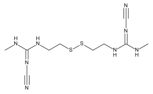 N-Cyano-3-(cyanoamino)-N'-methyl-7,8-dithia-2,4,11-triazadodec-2-en-12-imidamide (Cimetidine Impurity)